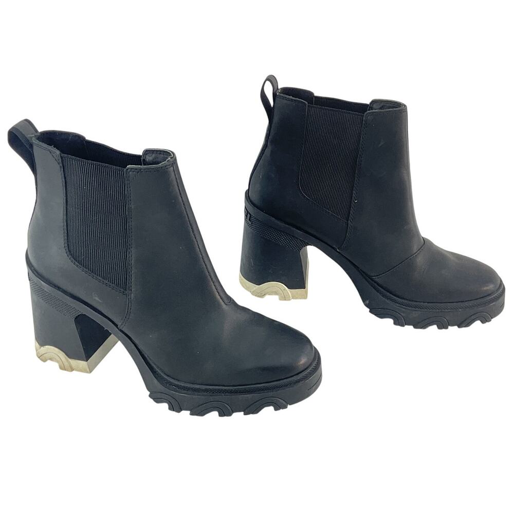 Sorel Black Ankle Boots with Chunky Heel